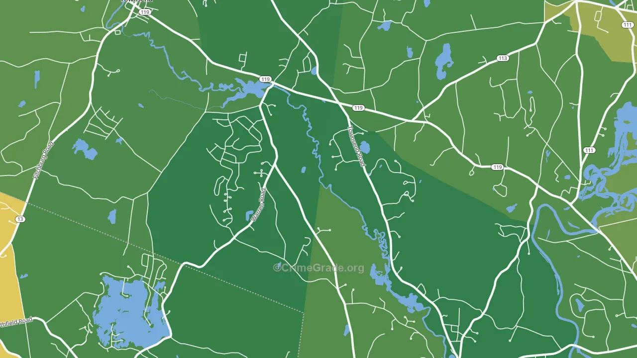 Townsend Harbor, MA Map of Robbery Rates