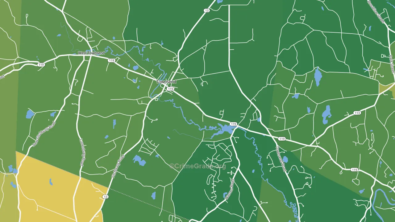 Townsend, MA Map of Robbery Rates