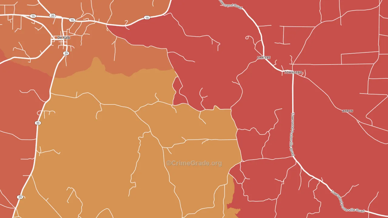 Townsend, MS Map of Robbery Rates