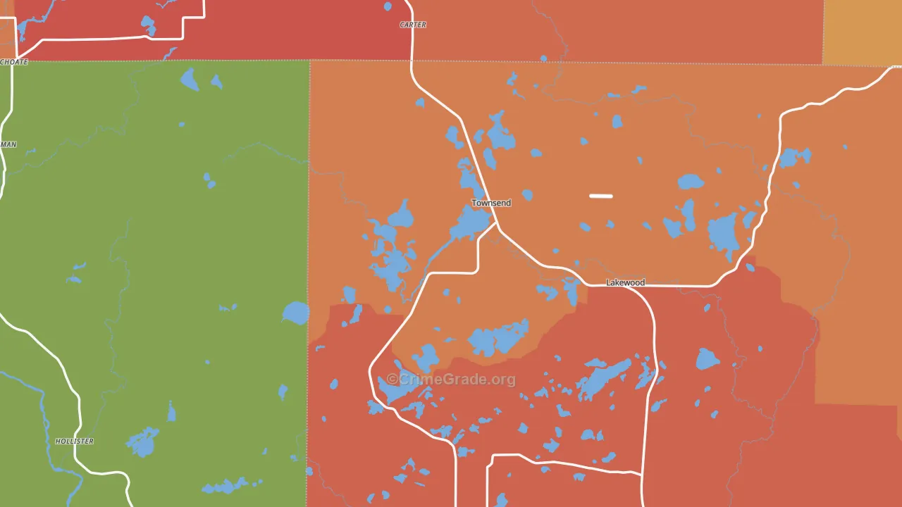 Townsend, WI Map of Robbery Rates