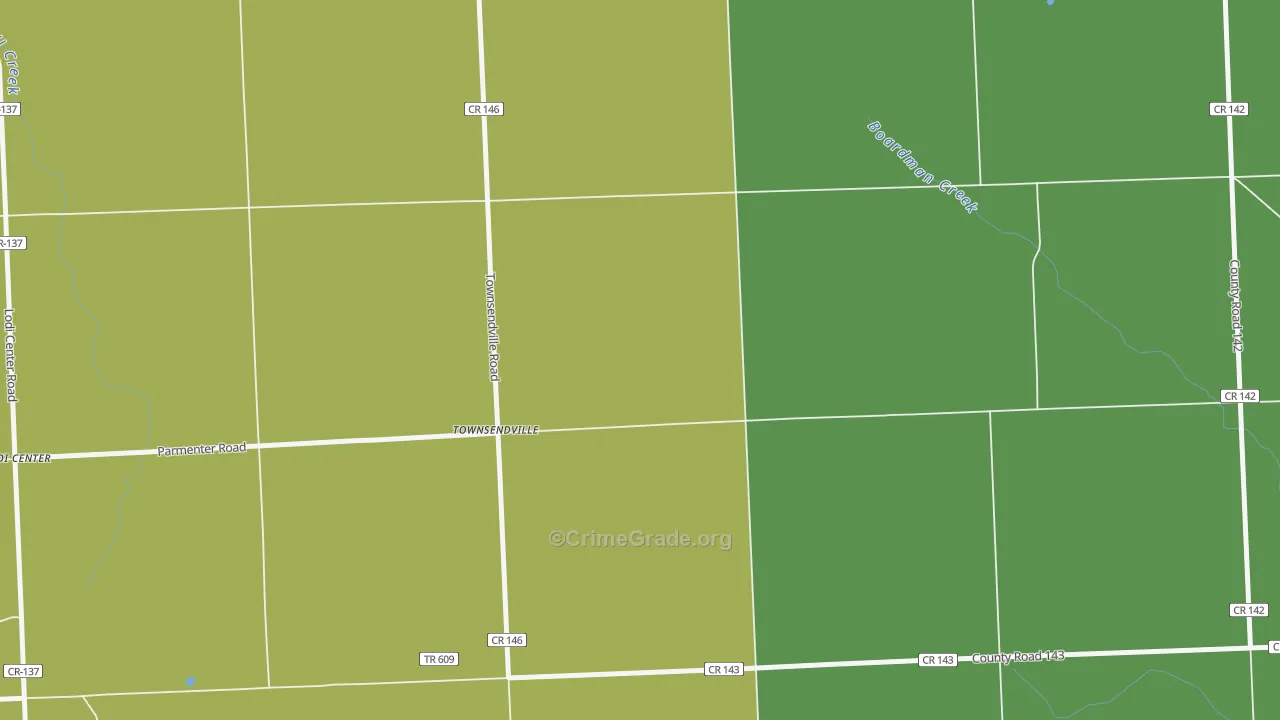Townsendville, NY Map of Robbery Rates