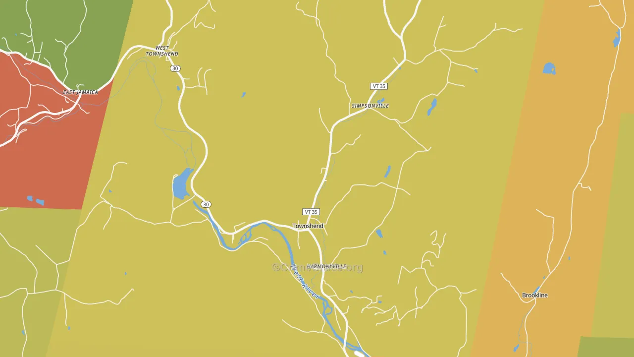 Townshend, VT Map of Robbery Rates