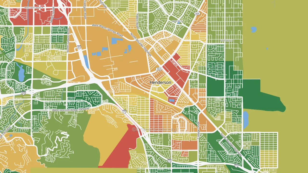 Townsite, Henderson, NV Map of Robbery Rates