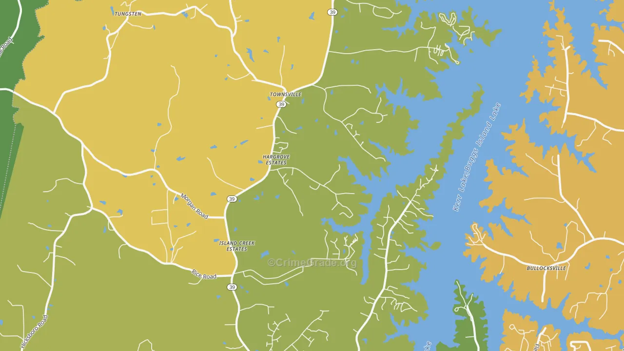 Townsville, NC Map of Robbery Rates