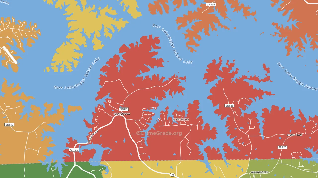 Townsville, VA Map of Robbery Rates
