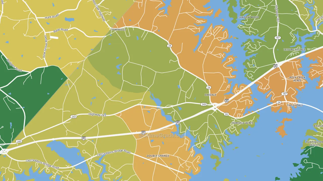 Townville, SC Map of Robbery Rates