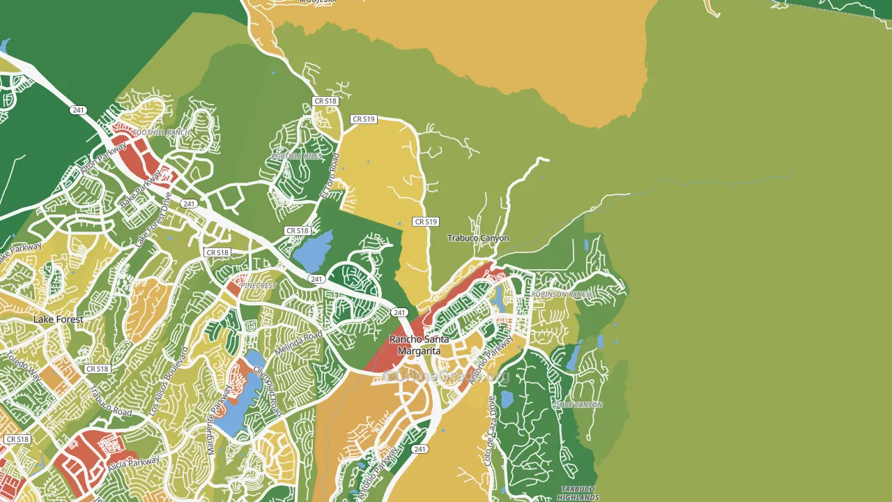 Trabuco Canyon, CA Map of Robbery Rates