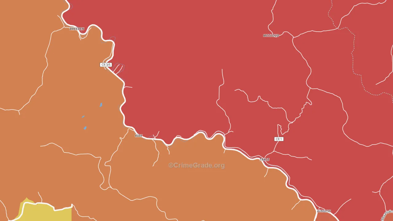 Trace, WV Map of Robbery Rates