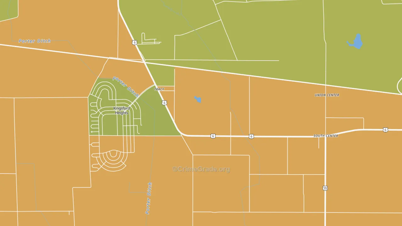 Tracy, IN Map of Robbery Rates