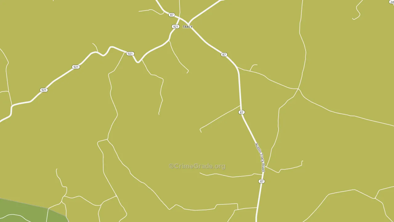 Tracy, KY Map of Robbery Rates