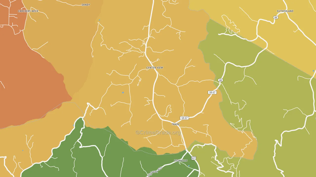 Trade, TN Map of Robbery Rates
