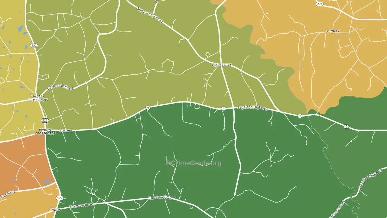 Tradesville, SC Map of Robbery Rates