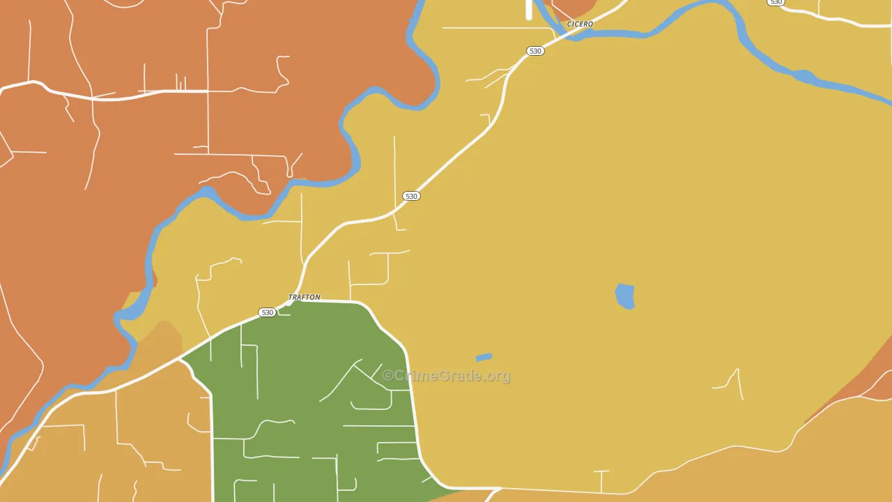 Trafton, WA Map of Robbery Rates