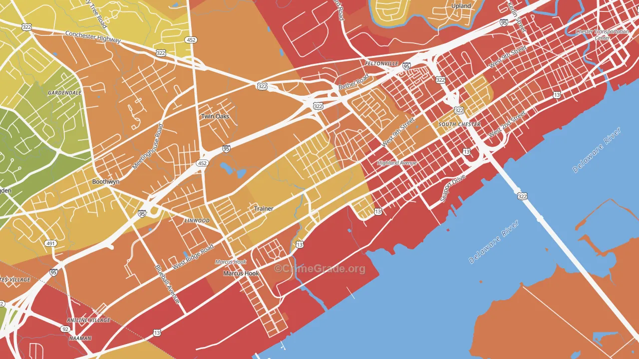 Trainer, PA Map of Robbery Rates