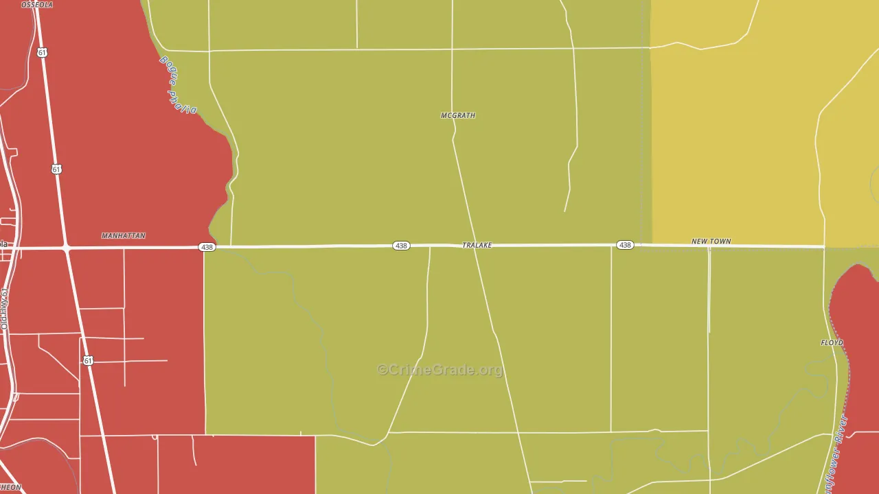 Tralake, MS Map of Robbery Rates