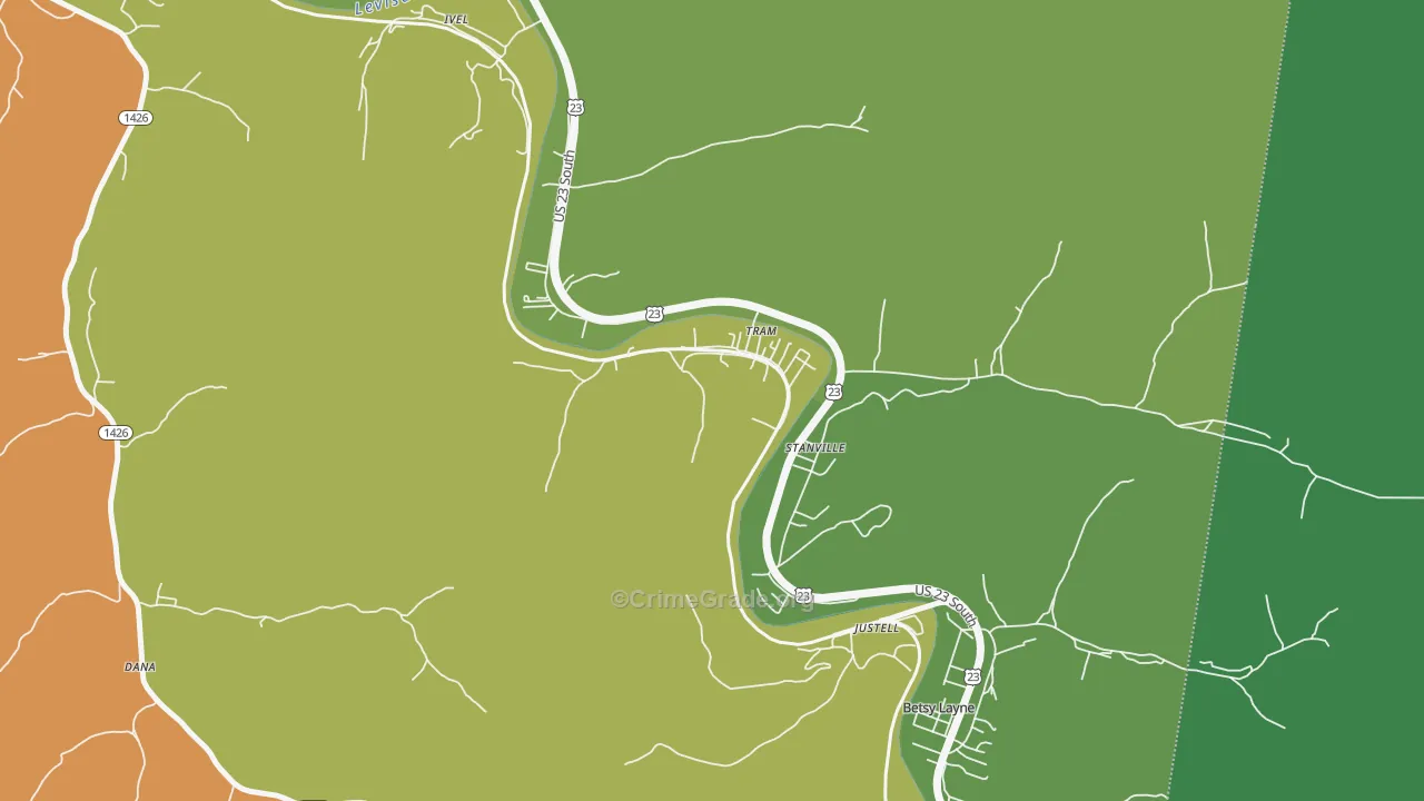 Tram, KY Map of Robbery Rates