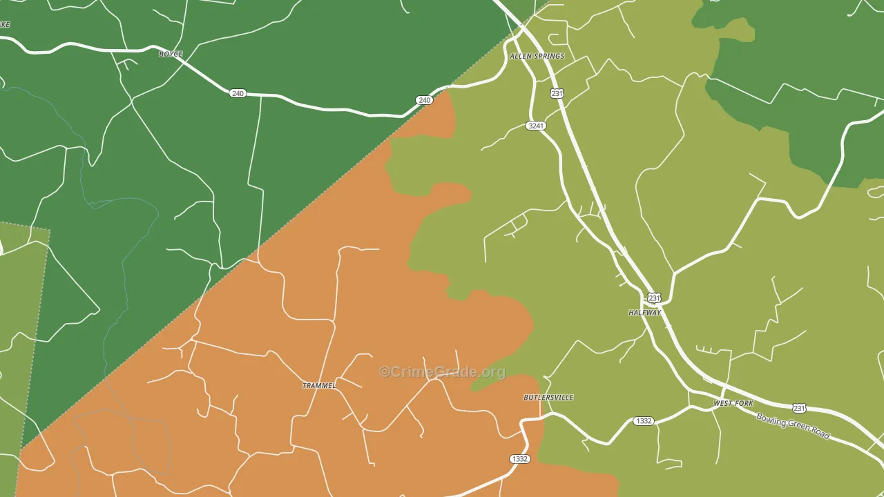 Trammel, KY Map of Robbery Rates