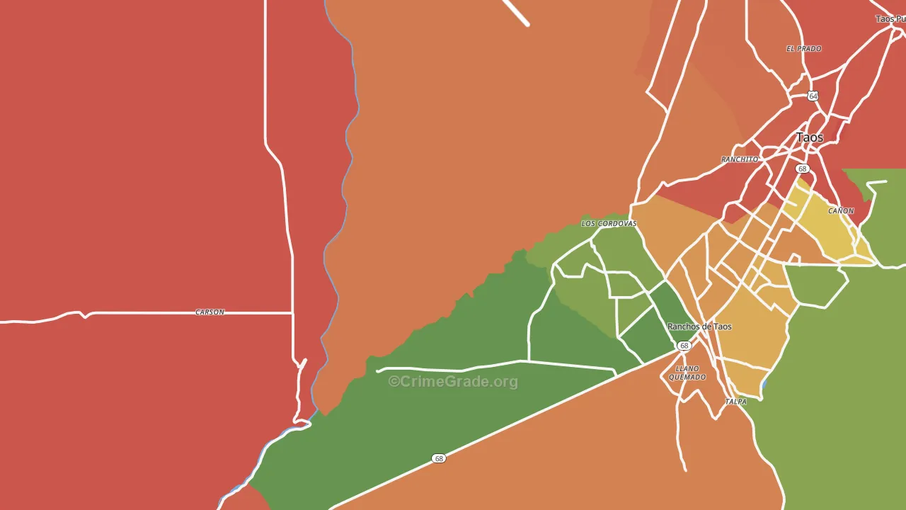 Trampas, NM Map of Robbery Rates