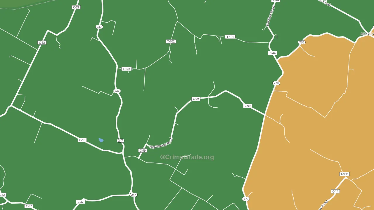 Tranquility, OH Map of Robbery Rates