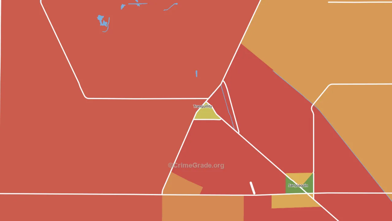 Tranquillity, CA Map of Robbery Rates