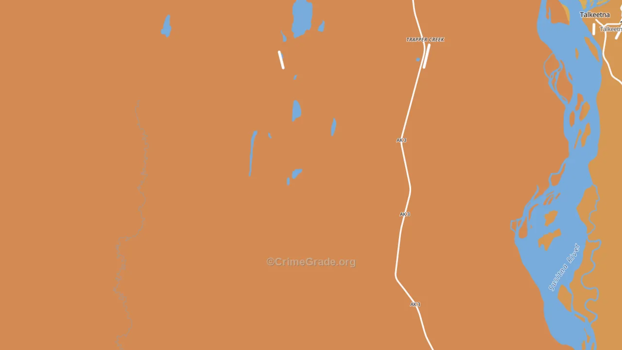 Trapper Creek, AK Map of Robbery Rates