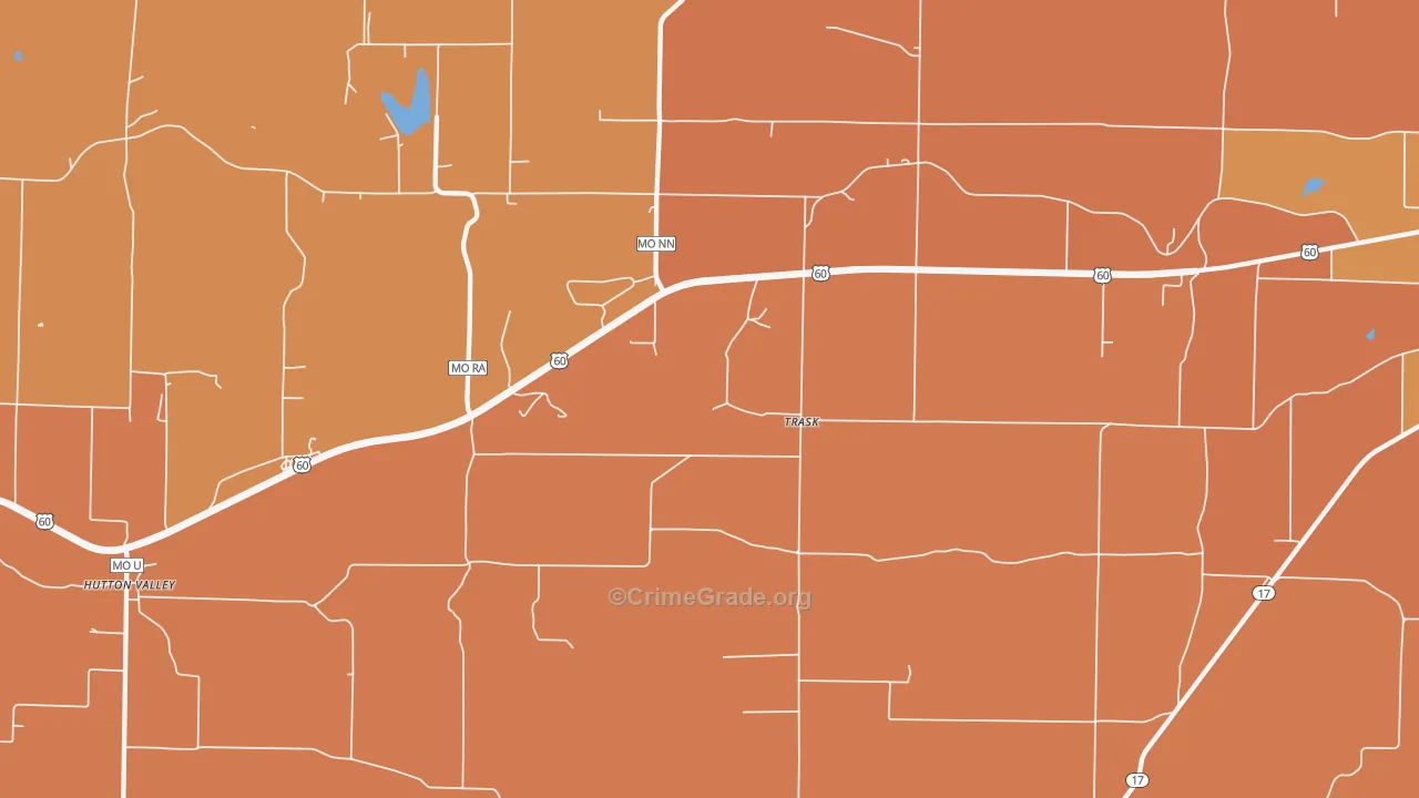 Trask, MO Map of Robbery Rates
