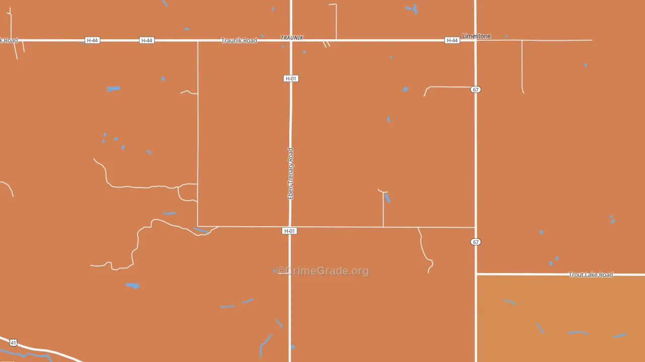 Traunik, MI Map of Robbery Rates