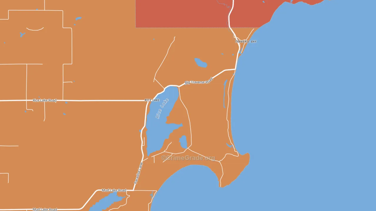 Traverse Bay, MI Map of Robbery Rates