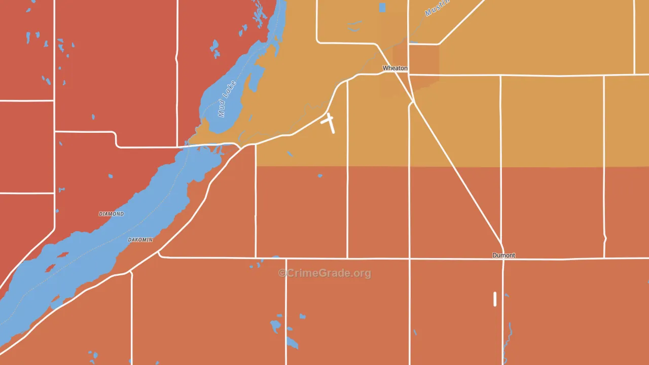 Traverse County, MN Map of Robbery Rates