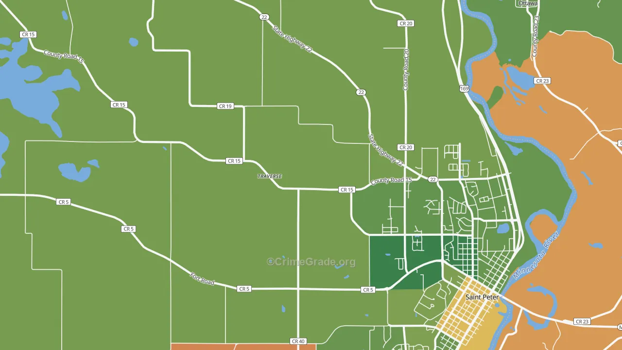 Traverse, MN Map of Robbery Rates