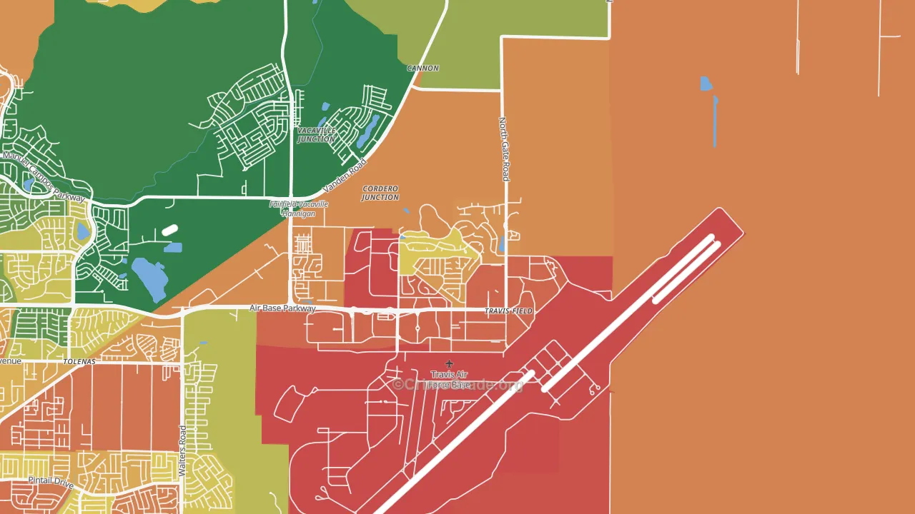 Travis Afb, CA Map of Robbery Rates