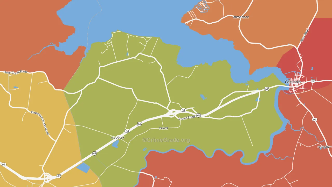 Travis, NC Map of Robbery Rates