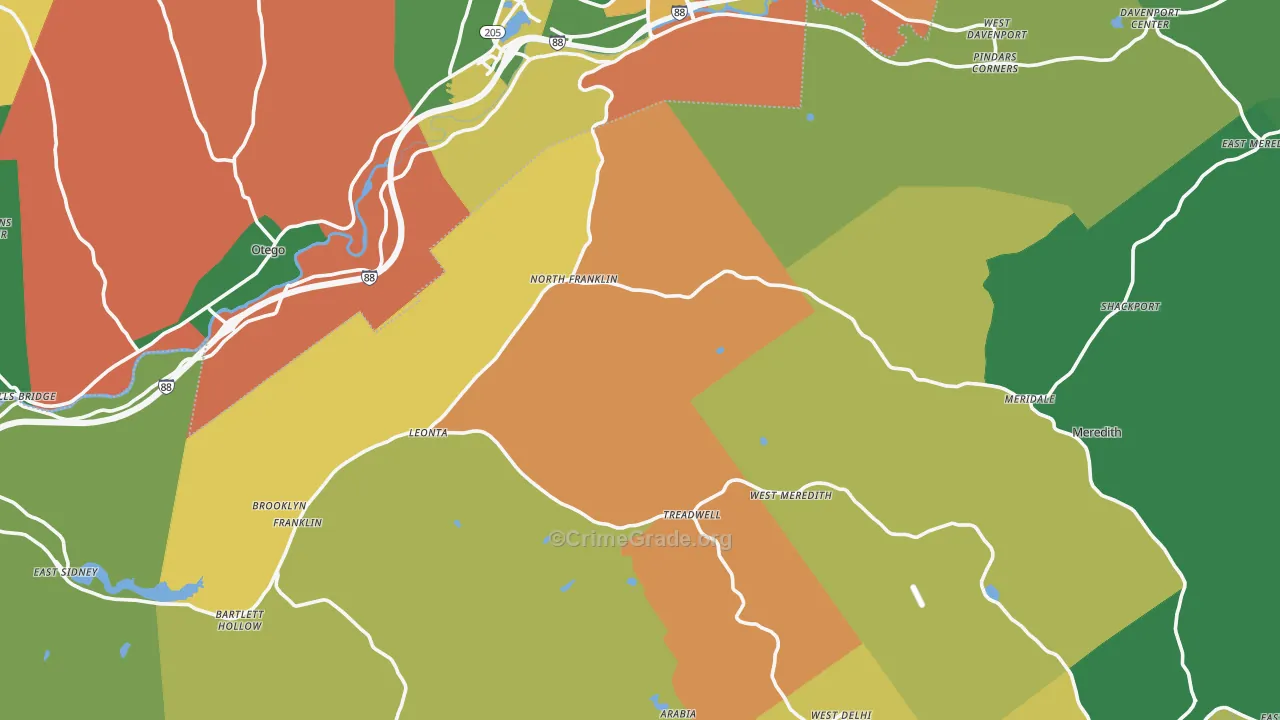 Treadwell, NY Map of Robbery Rates