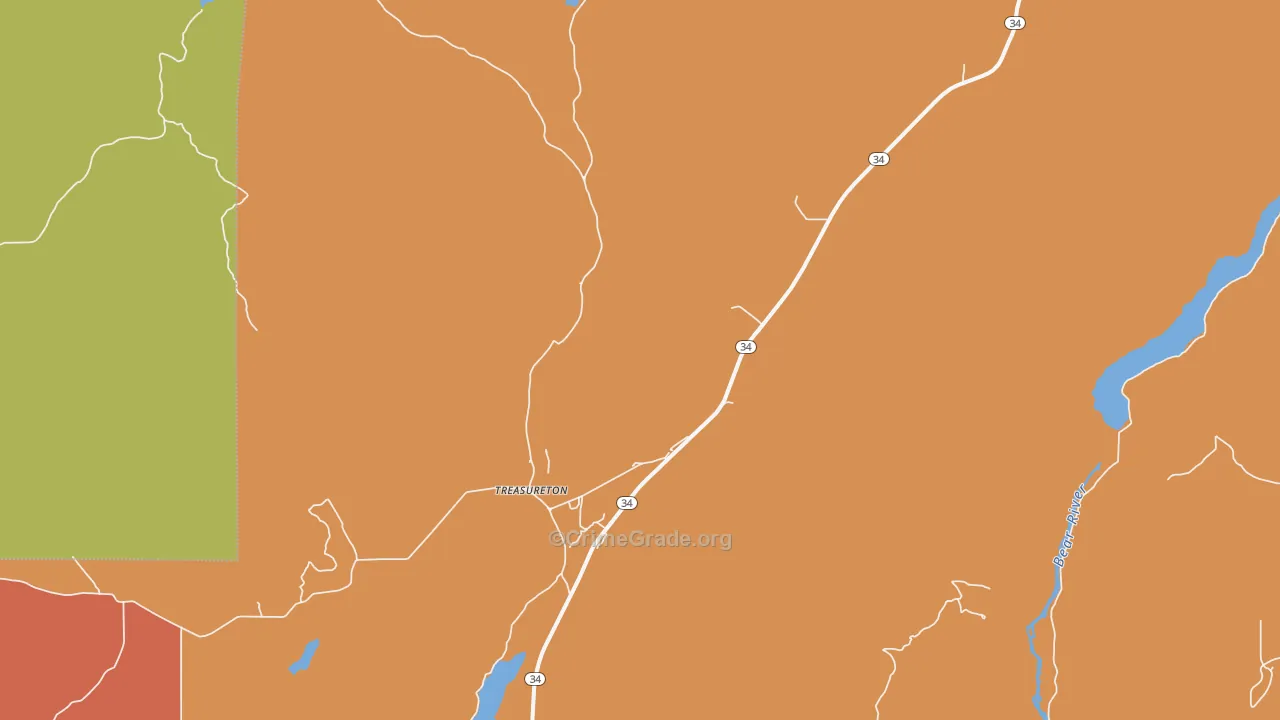 Treasureton, ID Map of Robbery Rates