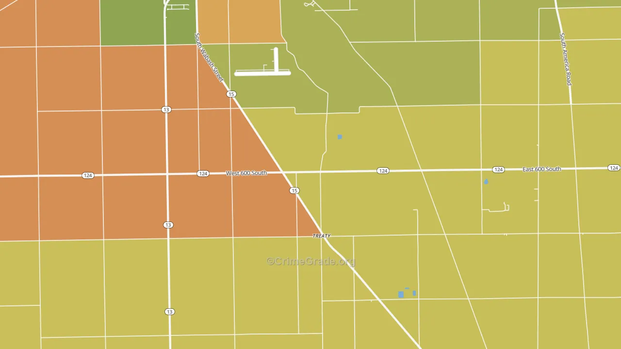 Treaty, IN Map of Robbery Rates