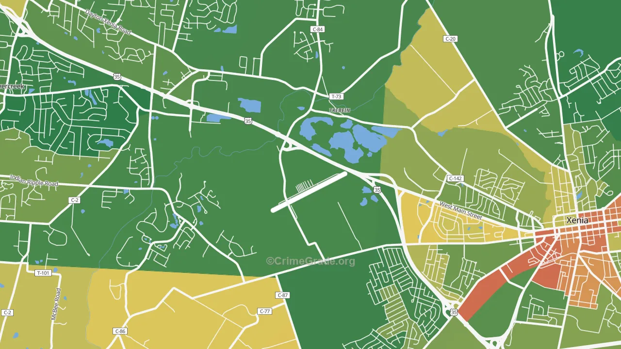 Trebeins, OH Map of Robbery Rates