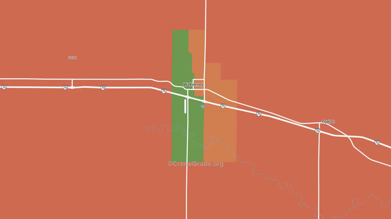 Trego County, KS Map of Robbery Rates