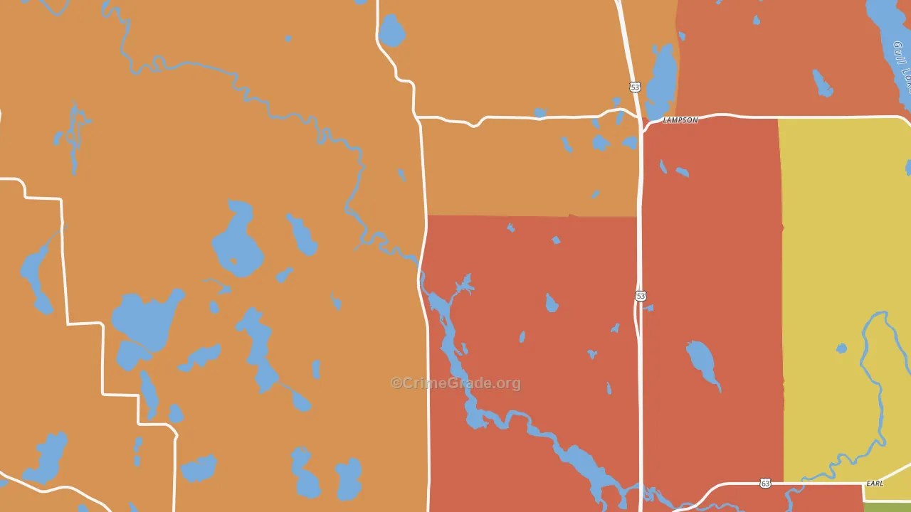 Trego, WI Map of Robbery Rates