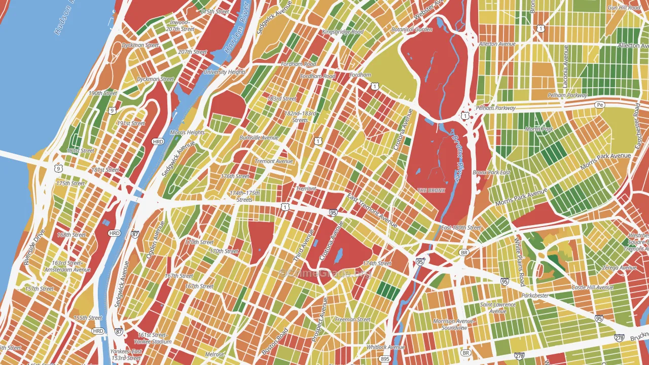 Tremont, Bronx, NY Map of Robbery Rates