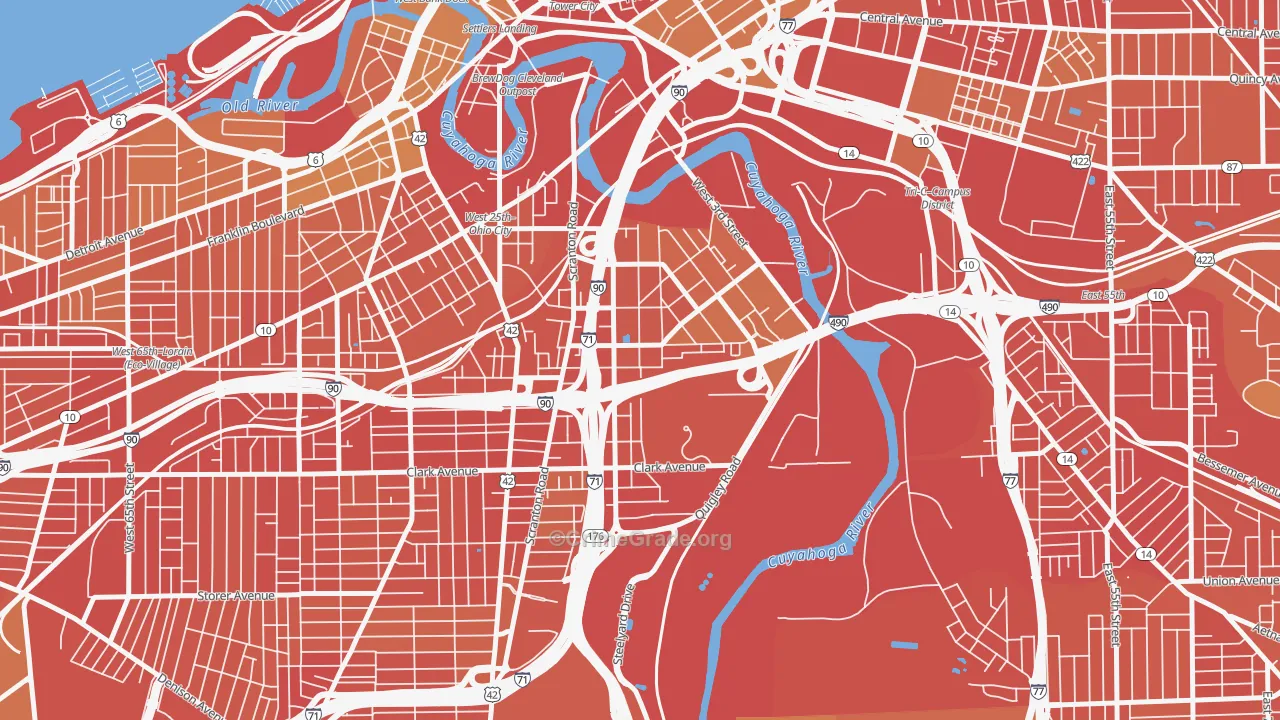 Tremont, Cleveland, OH Map of Robbery Rates