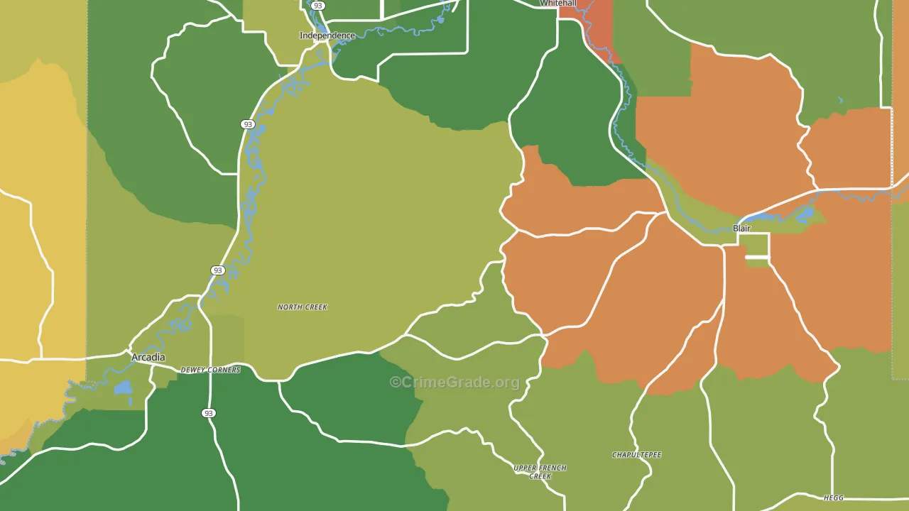 Trempealeau County, WI Map of Robbery Rates