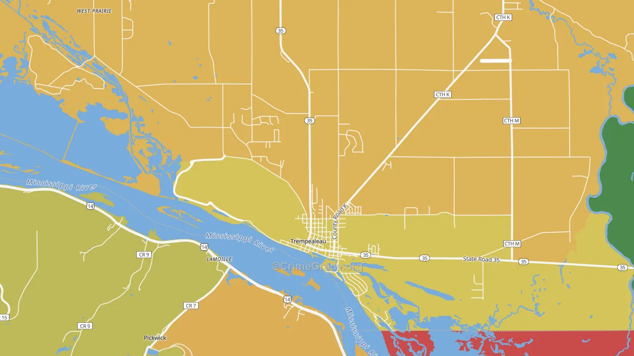Trempealeau, WI Map of Robbery Rates