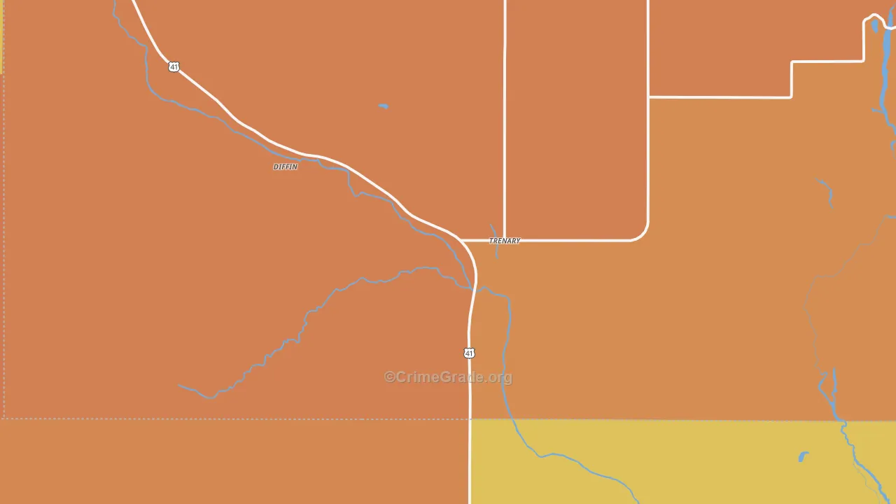 Trenary, MI Map of Robbery Rates