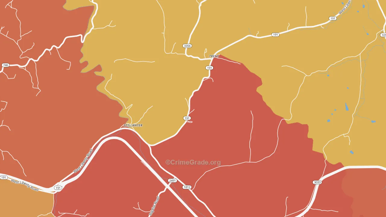 Trent, KY Map of Robbery Rates