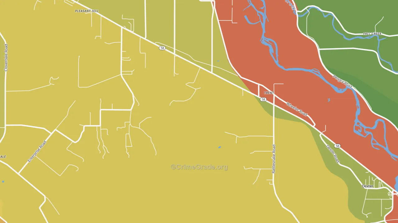 Trent, OR Map of Robbery Rates