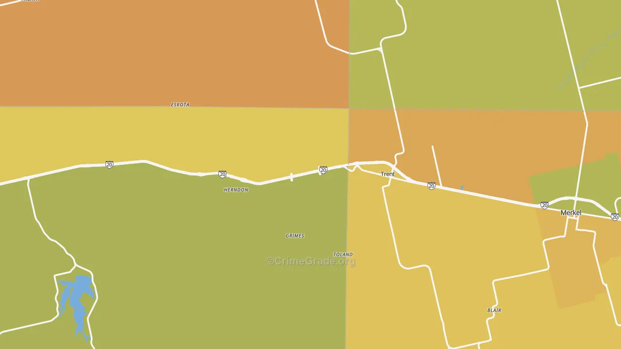 Trent, TX Map of Robbery Rates
