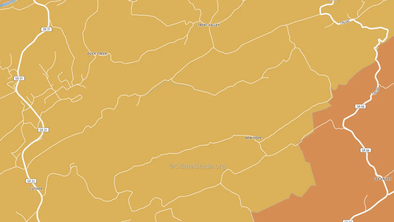 Trent Valley, TN Map of Robbery Rates