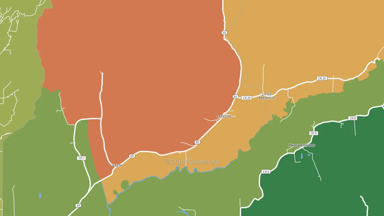 Trenton, AL Map of Robbery Rates