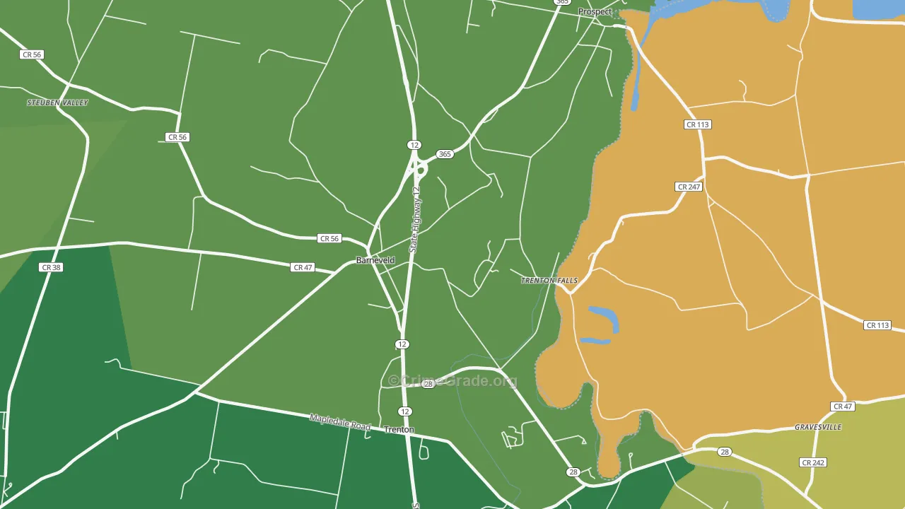 Trenton Falls, NY Map of Robbery Rates