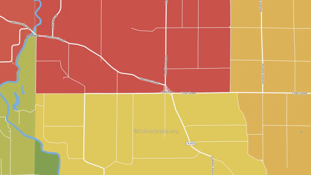 Trenton, IA Map of Robbery Rates